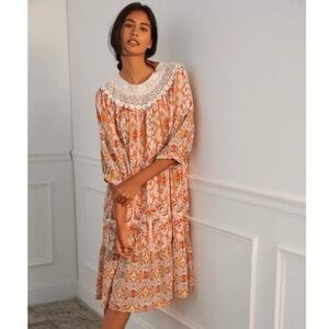 Anthropologie • Florence Floral gauze and 
Lace Lounge Dress size XS